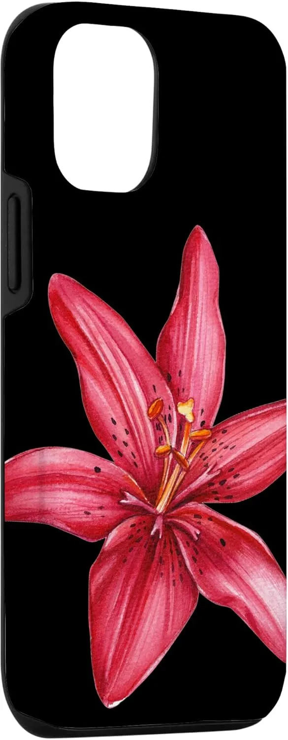 iPhone 12/12 Pro Red Flowers Blooming Tiger Lily Watercolor Floral Lover Case