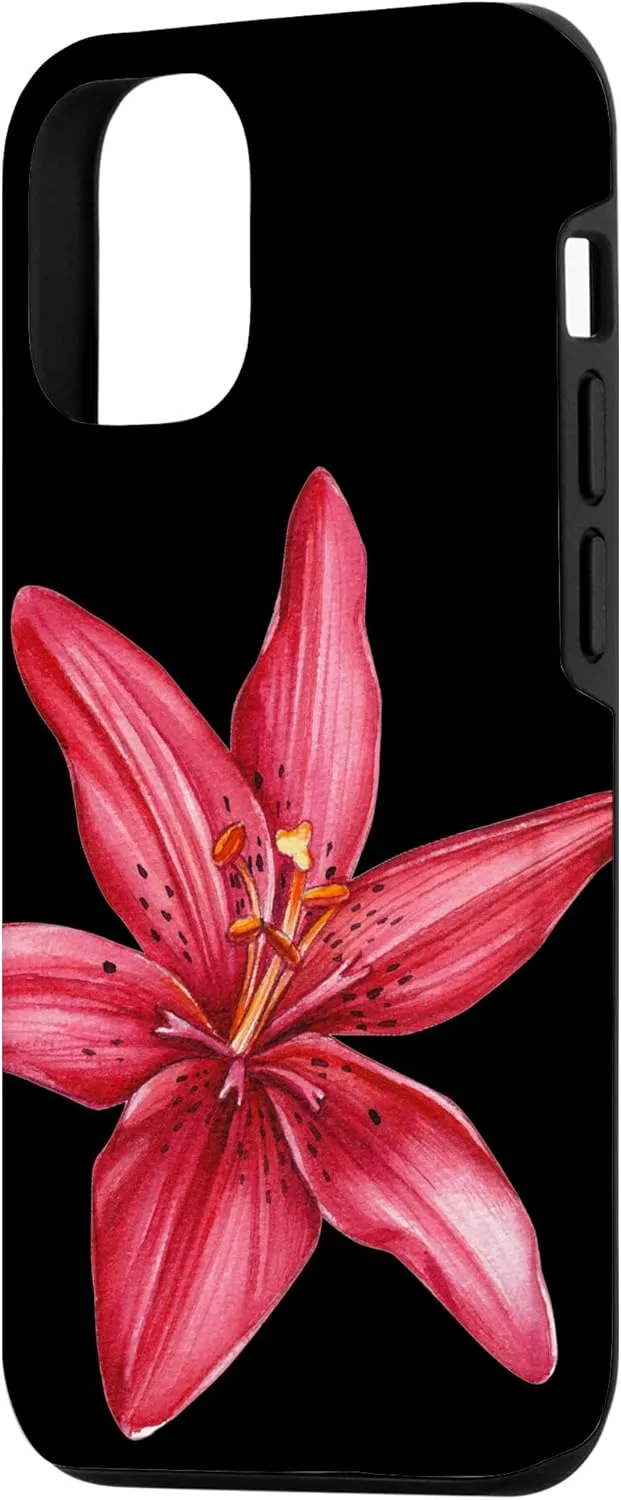 iPhone 12/12 Pro Red Flowers Blooming Tiger Lily Watercolor Floral Lover Case