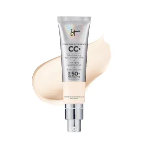 IT Cosmetics CC  Cream - Full-Coverage Foundation With SPF 50, Color Corrector & Anti-Aging Serum, Formulated With Niacinamide & Hyaluronic Acid, Natural Finish, For All Skin Types, 1.08 fl oz