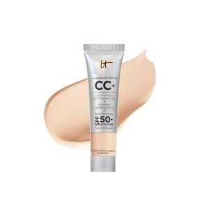 IT Cosmetics CC  Cream Travel - Full-Coverage Foundation With SPF 50, Color Corrector & Anti-Aging Serum, Formulated With Niacinamide & Hyaluronic Acid, Natural Finish, For All Skin Types, 0.4 fl oz