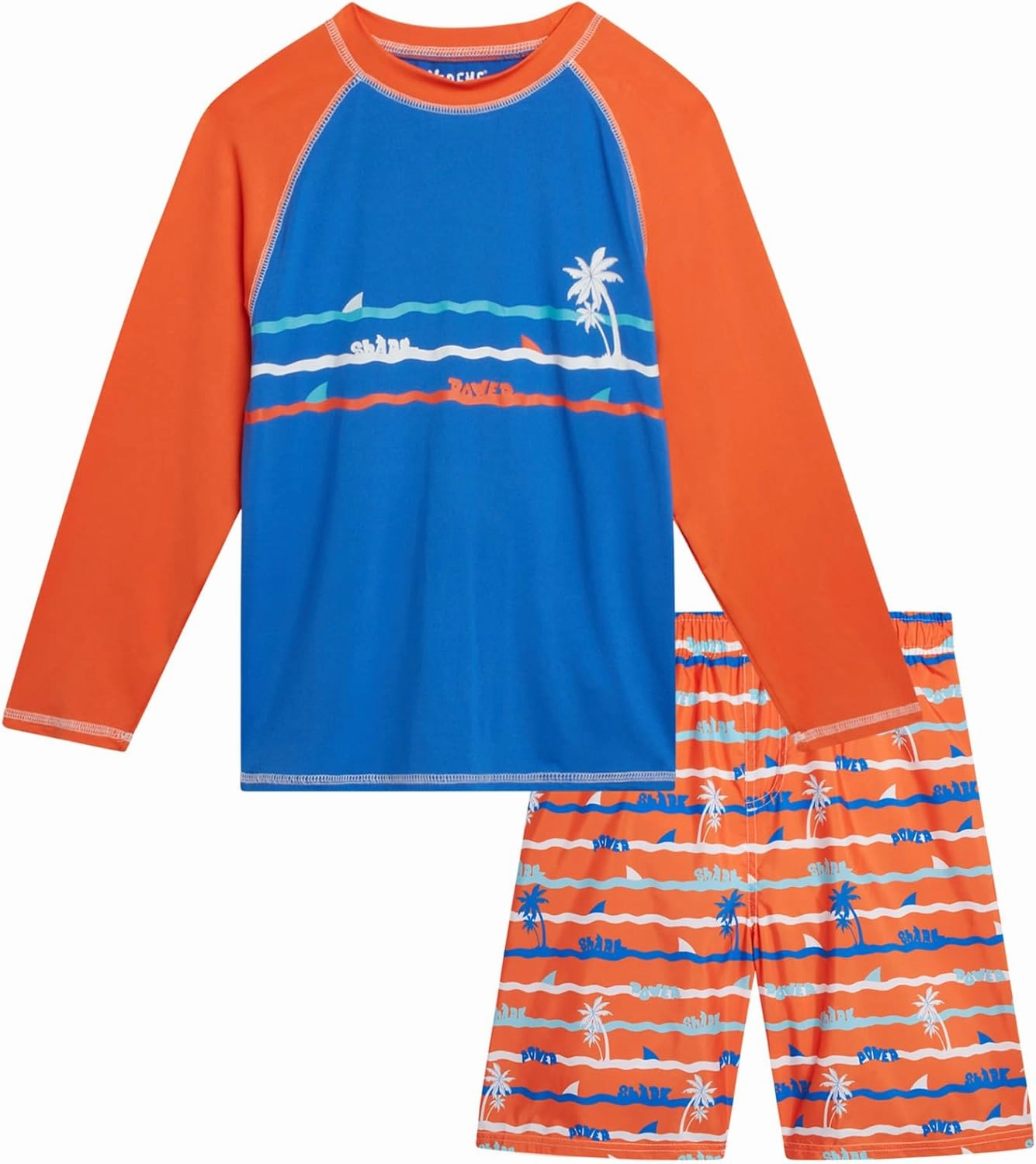 iXtreme Boys Rash Guard Set - 2 Piece UPF 50  Quick Dry Long Sleeve Swim Shirt and Swim Trunks for Boys (Sizes: 2T-14)