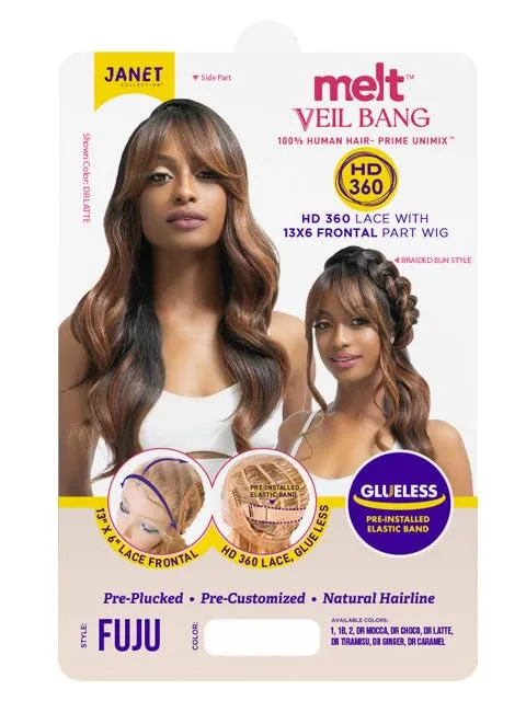 Janet Collection MELT HD VEIL BANG 360 LACE 13X6 FUJU WIG (DR TIRAMISU)