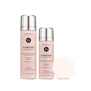 Jerome Alexander MagicMinerals AirBrush Foundation Set – Full Size & Mini Travel Size Spray Makeup, Light Medium Shade – Ultra-Light, Buildable, Full Coverage Formula with Anti-Aging Ingredients