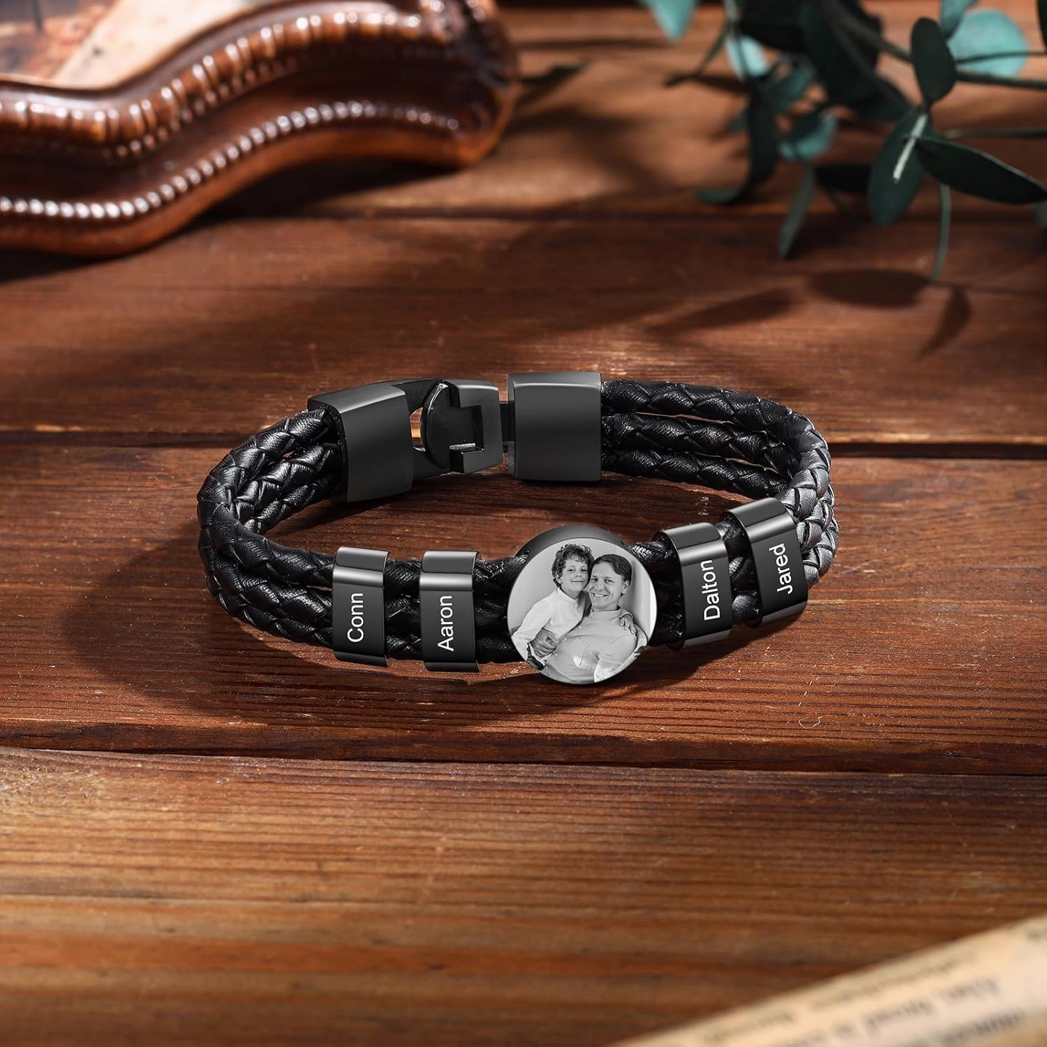 JewelOra Gifts for Men Personalized Photo Bracelet for Men Custom Name Link Bracelet for Dad Stainless Steel Men's Bracelet Jewelry Gift for Father's Day