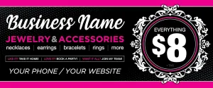 Jewelry Banner - 30"x72", Custom, Personalized, Independent Consultant Business, 8 Dollar, Jewelry and Accessories, Business, Shop, Bling