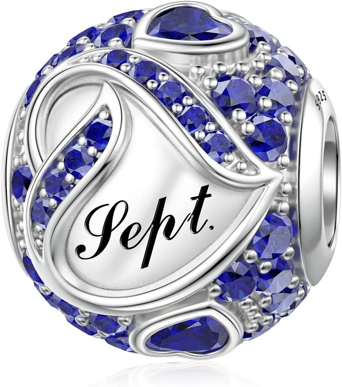 JIAYIQI Birthstone Charms for Bracelet Necklace 925 Sterling Silver Bead Love Heart Charms Happy Birthday Charms for Women