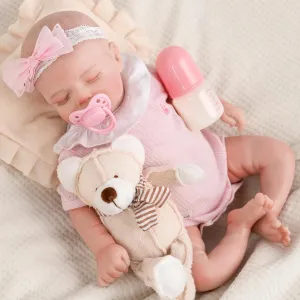Jirachi Lifelike Reborn Baby Dolls, 18-Inch Sleeping Real Life Soft Cloth Body Neweborn Baby Girl, Realistic Reborn Babies with Feeding Set for Kids Age 3 