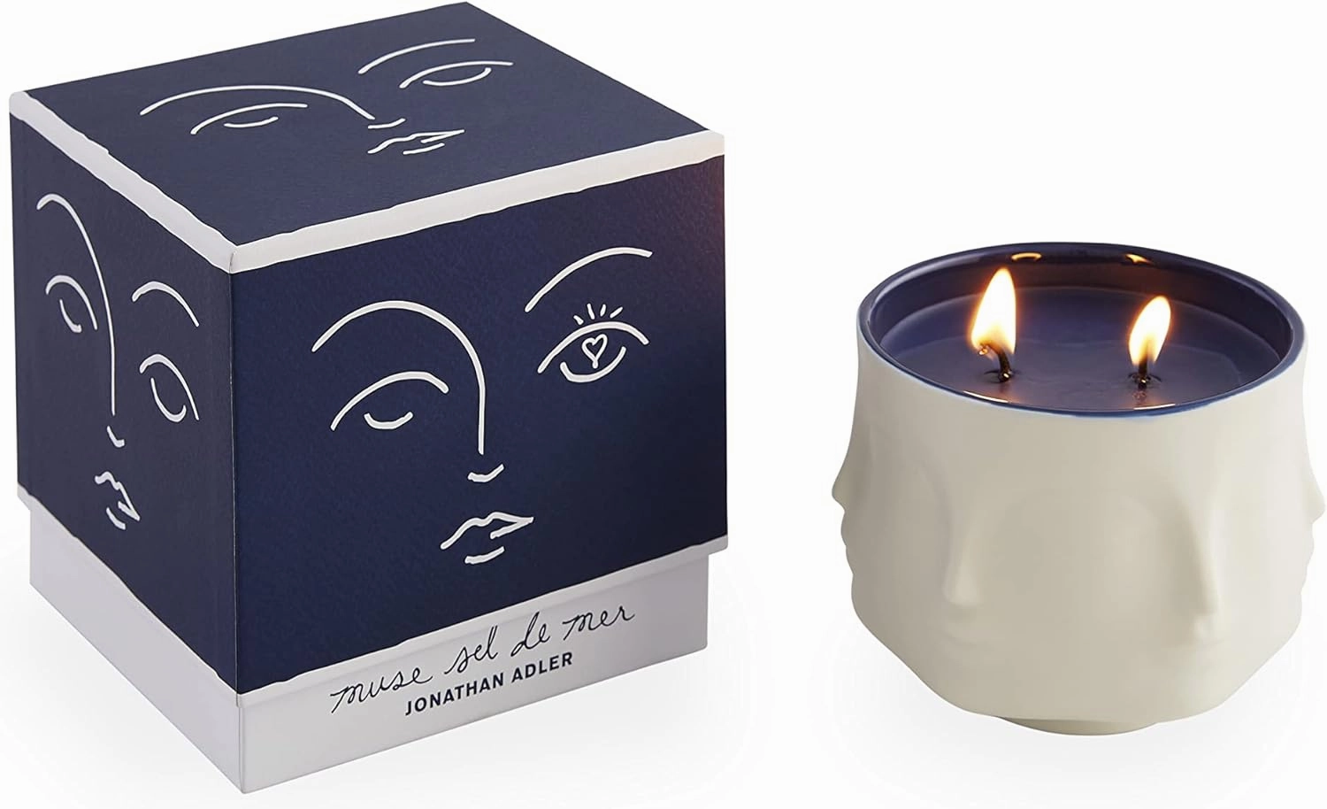 Jonathan Adler Muse Couleur Sel de Mer Candle, White/Blue