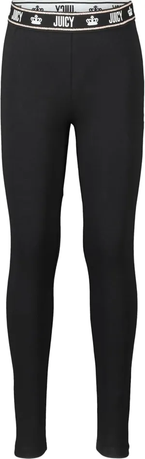 Juicy Couture Girls' Leggings, Full Length Pull-on Stretch Pants with Logo Design & Elastic Waistband