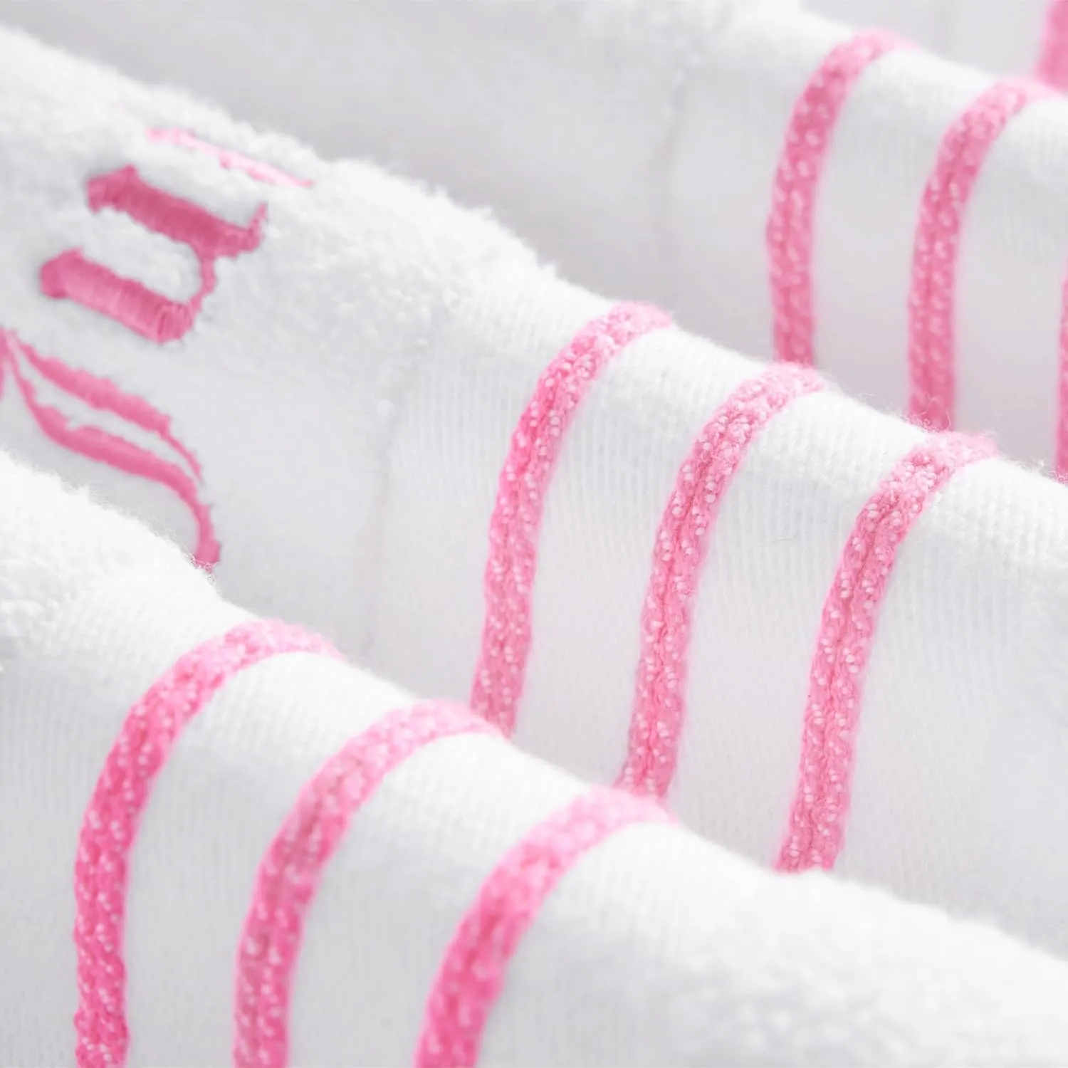 Juicy Couture White/Hot Pink Neon Border Bath Towels 6-Piece 100% Cotton Bath Towel Set