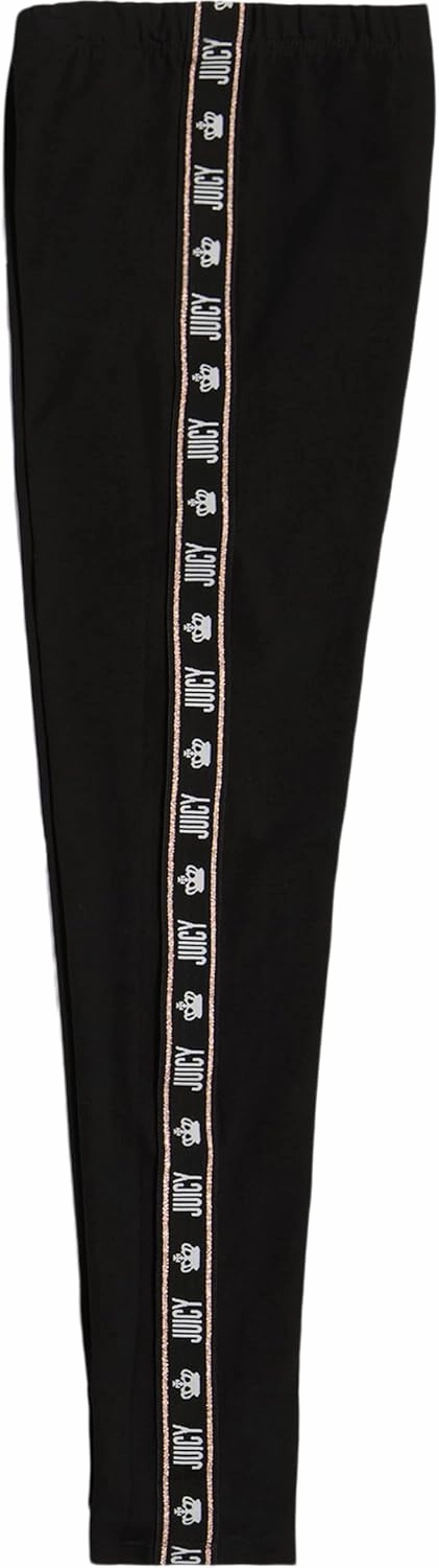 Juicy Couture Girls' Leggings, Full Length Pull-on Stretch Pants with Logo Design & Elastic Waistband