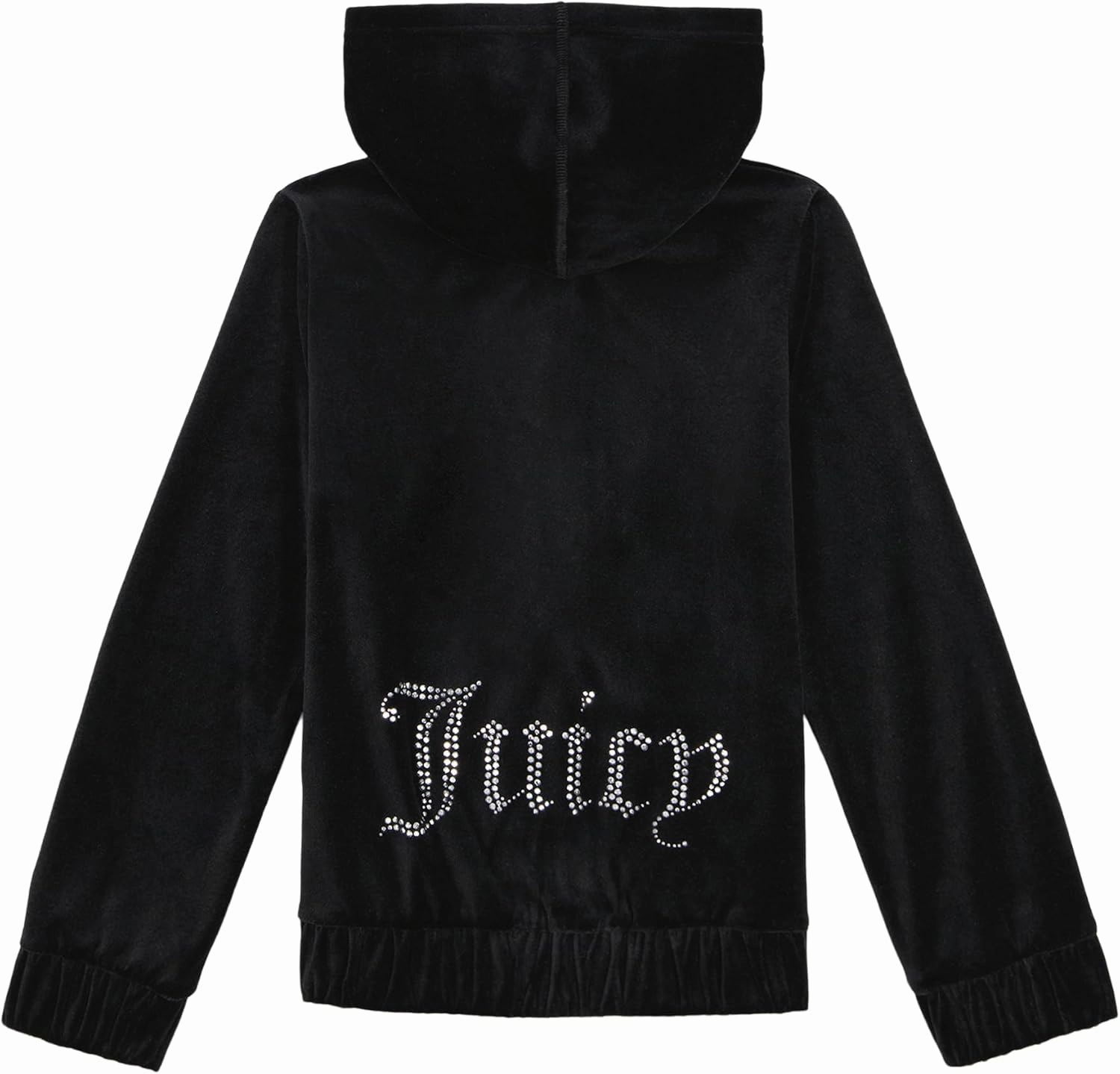 Juicy Couture Girls' Long Sleeve Plush Velour Full Zip Hoodie Sweatshirt with Front Pockets