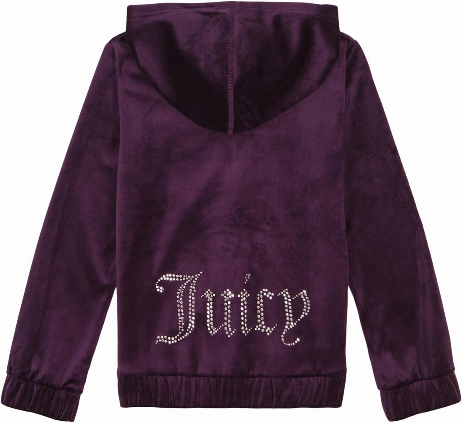 Juicy Couture Girls' Long Sleeve Plush Velour Full Zip Hoodie Sweatshirt with Front Pockets