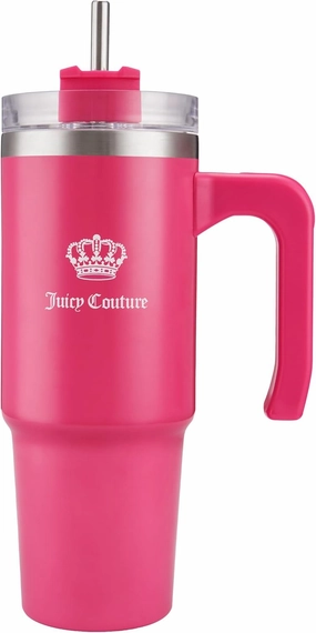 Juicy Couture Travel Style Fashion Water Bottle - Hot Pink - 31.5oz