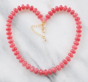 Juicy Watermelon Jade Gemstone Choker Necklace