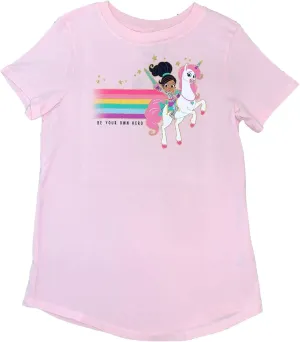 Jumping Beans Nella The Princess Knight Girls Short Sleeve Pink Be Your Own Hero T-Shirt