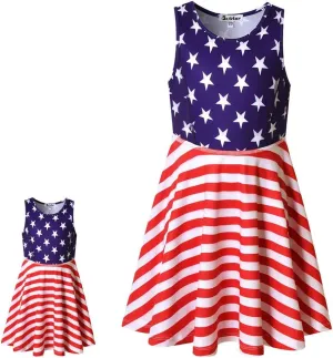 Jxstar Matching Girls & Doll Flower Dresses Sleeveless Summer 18" Dolls Clothes