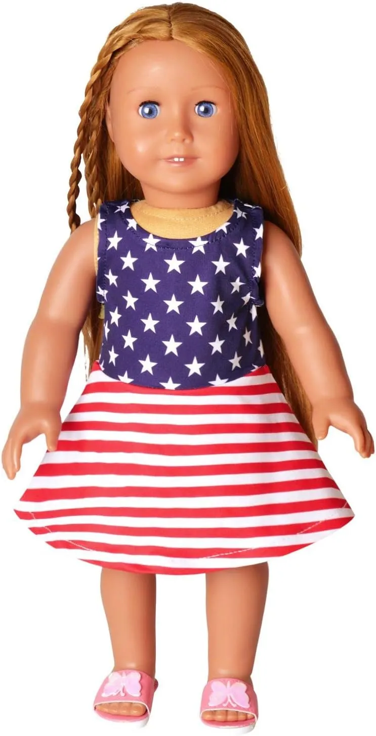 Jxstar Matching Girls & Doll Flower Dresses Sleeveless Summer 18" Dolls Clothes