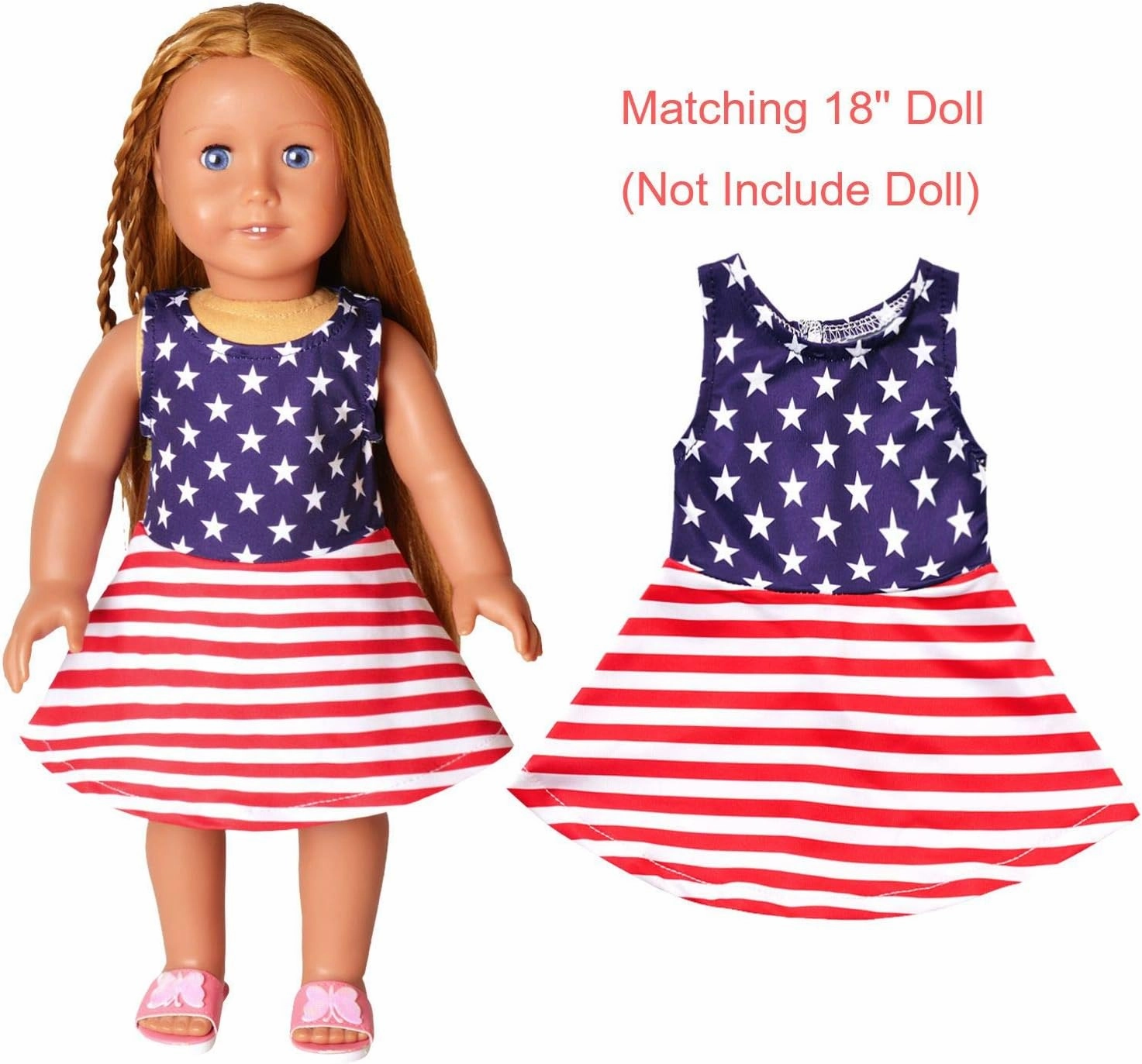 Jxstar Matching Girls & Doll Flower Dresses Sleeveless Summer 18" Dolls Clothes