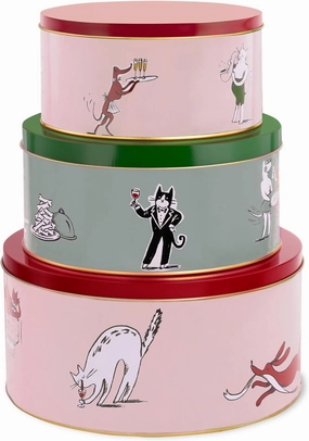 kate spade new york Decorative Metal Tins with Lids, 3 Piece Nesting Set, Small Medium & Large Christmas Cookie Containers, Perfect for Gift Giving and Holiday Parties, Holiday Party