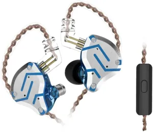 keephifi KZ ZS10 Pro IEM Earphones, 4BA 1DD 5 Driver in-Ear HiFi Metal Earphones with Stainless Steel Faceplate in Ear Headphones, 2 Pin Detachable Cable (Glare Blue with Mic)