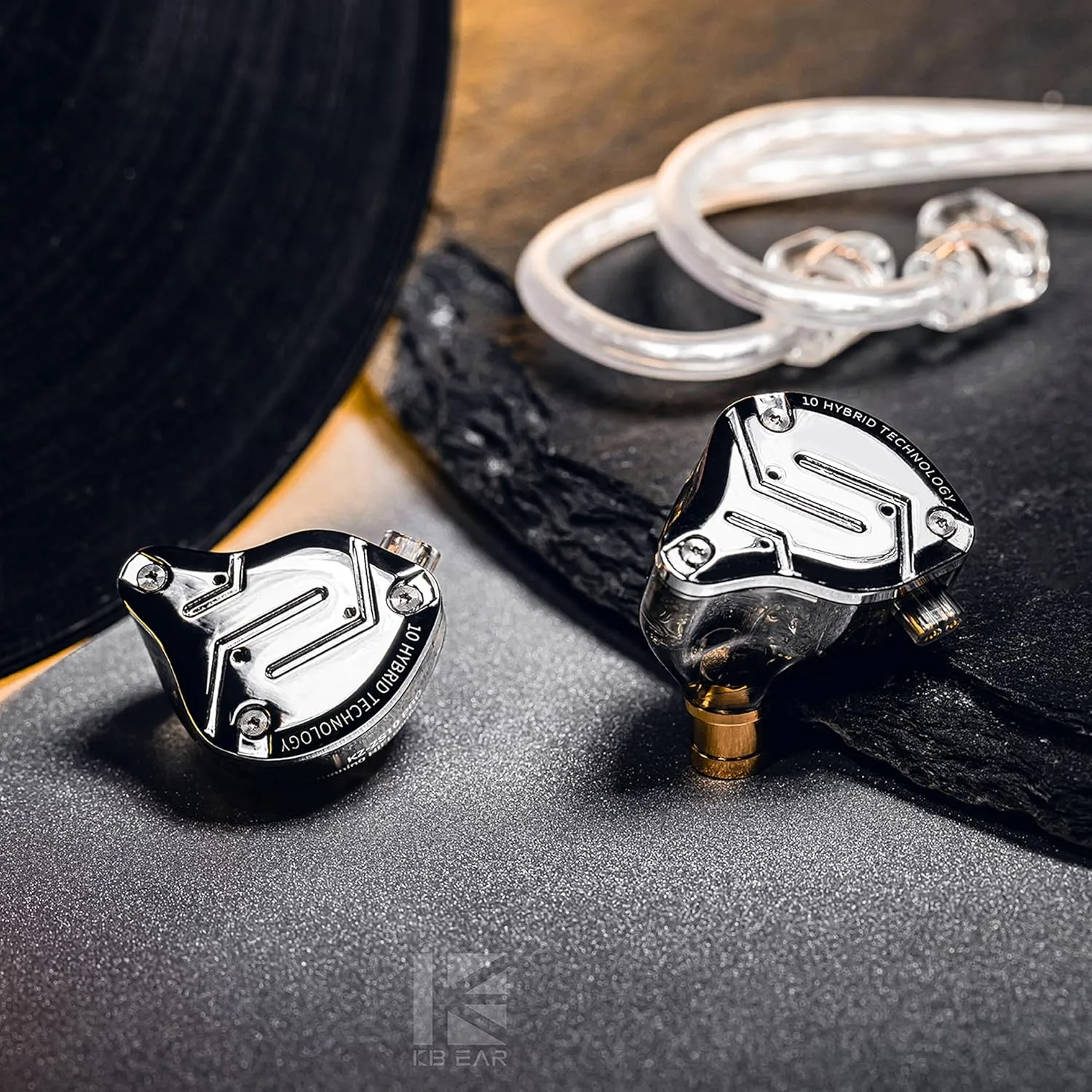keephifi KZ ZS10 Pro in Ear Monitors,4BA 1DD 5 Driver in-Ear HiFi Metal Earphones with Stainless Steel Faceplate IEM Earphones, 2 Pin Detachable Cable (Black No Mic)