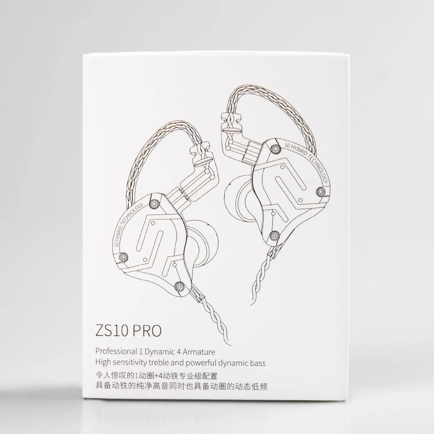 keephifi KZ ZS10 Pro in Ear Monitors,4BA 1DD 5 Driver in-Ear HiFi Metal Earphones with Stainless Steel Faceplate IEM Earphones, 2 Pin Detachable Cable (Black No Mic)
