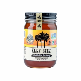 KEEZ BEEZ 100% Natural Raw Gold Honey – Black Mangrove 16 fl oz (1 lb) in Glass Jar – Organic, Non-GMO, Kosher Certified, Premium Strong Flavor, Packed with Vitamins and Minerals