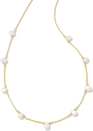 Kendra Scott Leighton 14k Gold-Plated Pearl Strand Necklace in White Pearl, Fashion Jewelry for Women