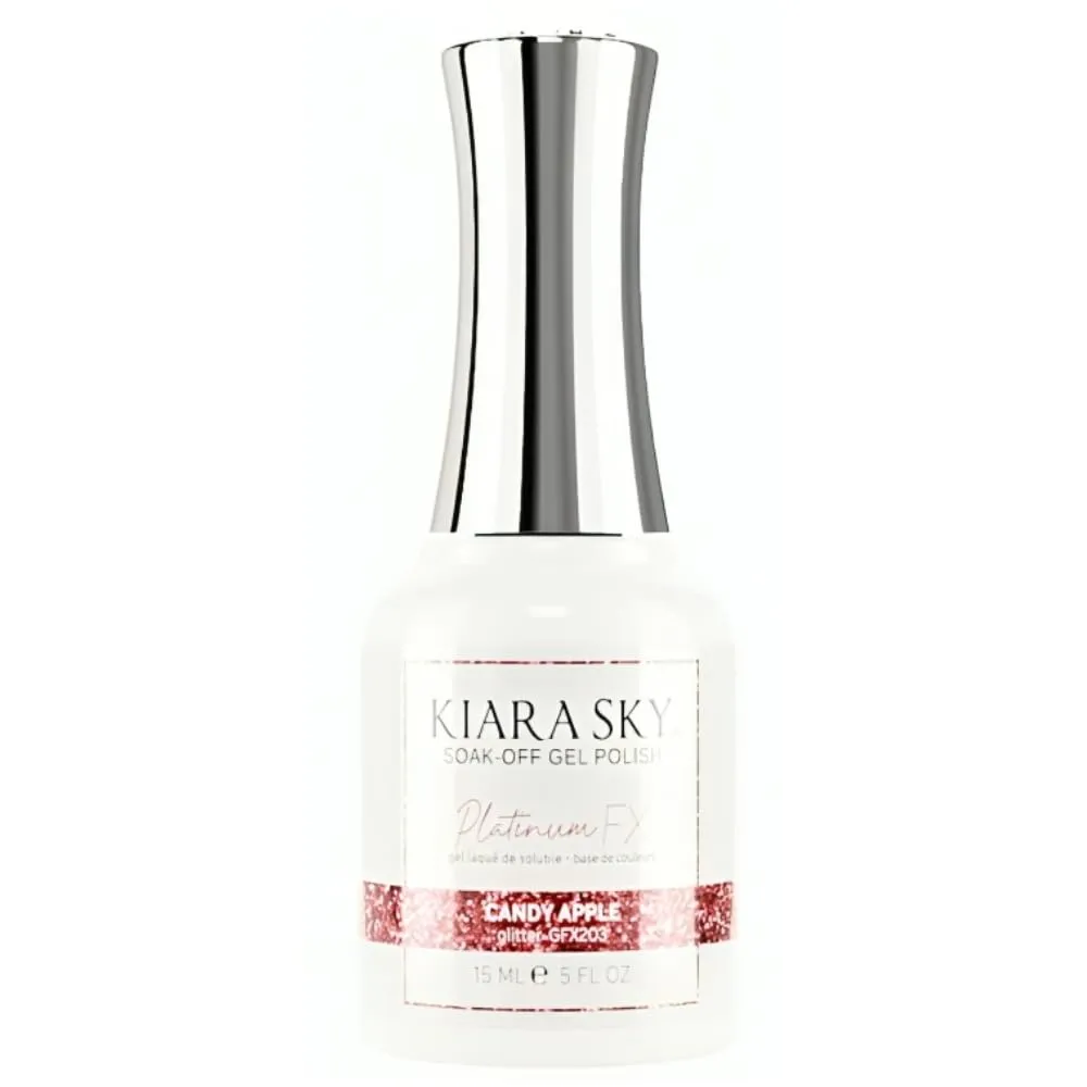 KIARA SKY Gel Polish PlatinumFX Reflective Glitter with sparkle foil effect 0.5 fl oz, Candy Apple (red)