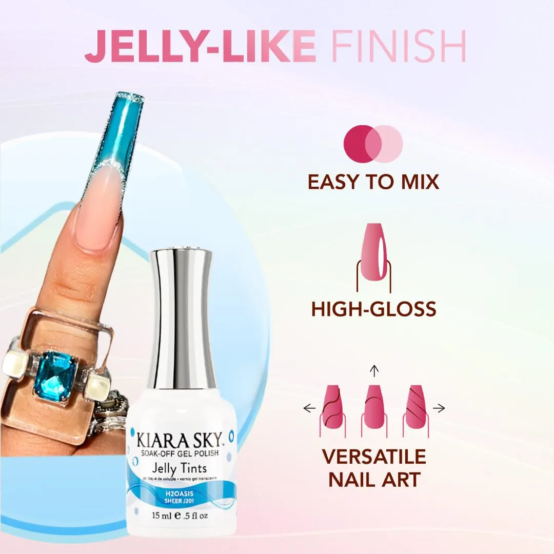 KIARA SKY Jelly Tints Soak Off Gel Polish 0.5 Fl Oz, H2Oasis (translucent blue)