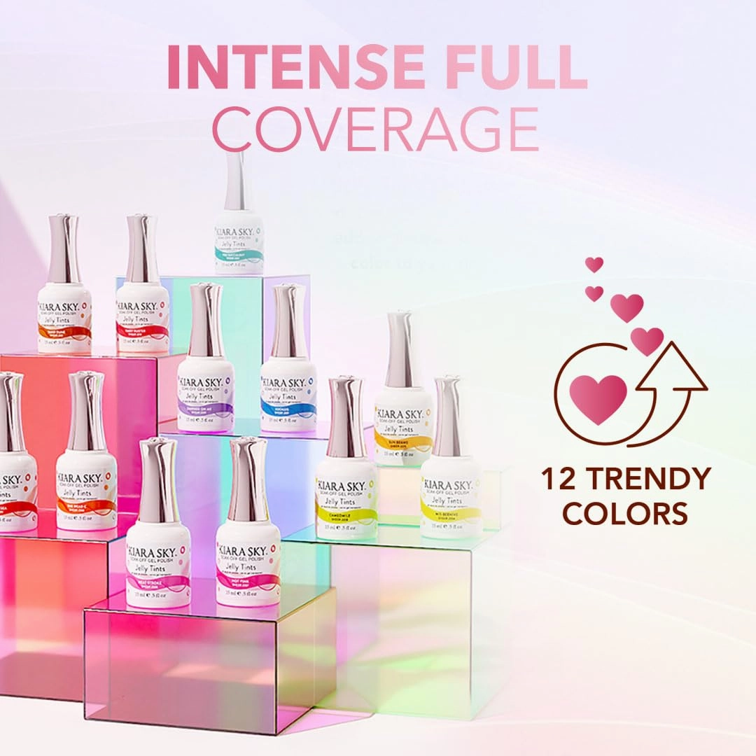 KIARA SKY Jelly Tints Soak Off Gel Polish 0.5 Fl Oz, Cameomile (neon highlighter yellow)