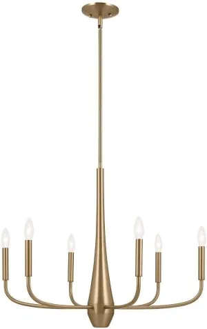 Kichler Deela 6-Light Chandelier, Modern Light in Champagne Bronze, Sloped Ceiling Compatible, for Living Room, Dining Room, Kitchen, or Bedroom (28" x 22.5"), 52525CPZ