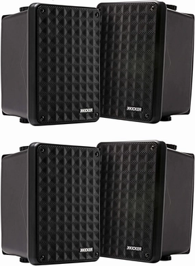Kicker KB6000 2-Way Full Range High-efficiency Speaker System Indoor Speaker Outdoor Speaker Marine Speakers System | 6.5 inch woofer | 2x5 inch Horn Tweeter with Quick Mounting System - Set of 4