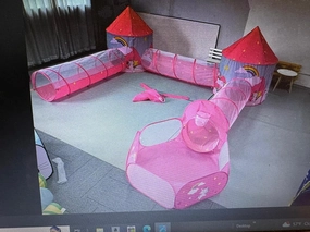 Kids Play Tent with Tunnels and Ball Pit, Pink Unicorn