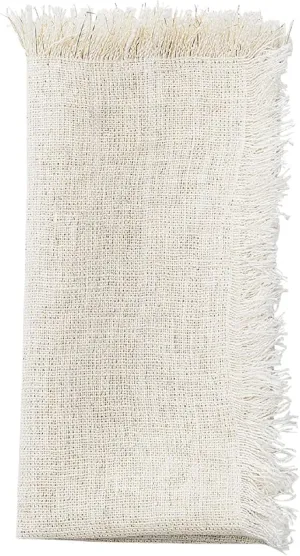 Kim Seybert Fringe Napkin in White & Gold, Set of 4