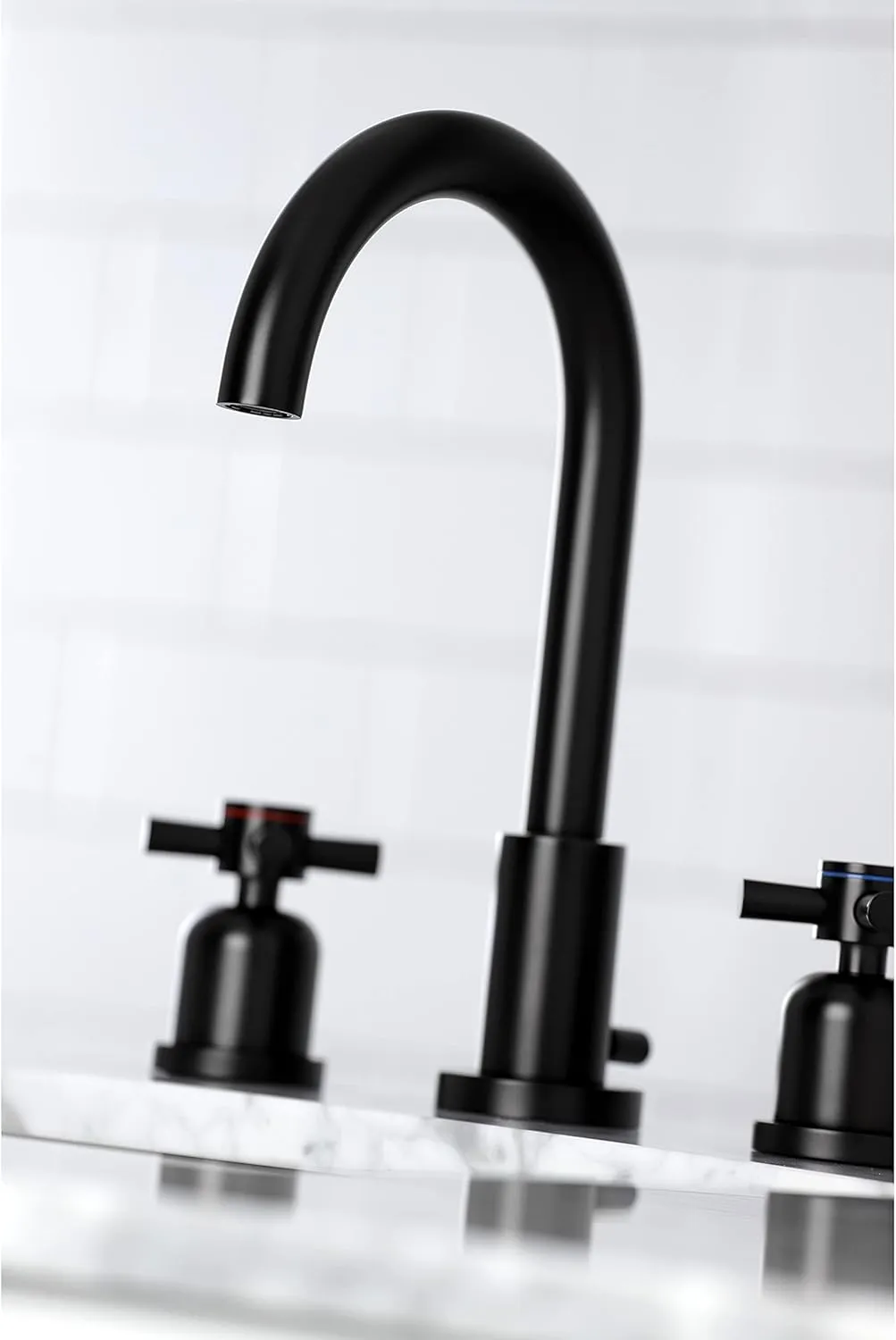 Kingston Brass FSC8920DX Concord Widespread Bathroom Faucet, 5-3/8 Inch in Spout Reach, Matte Black