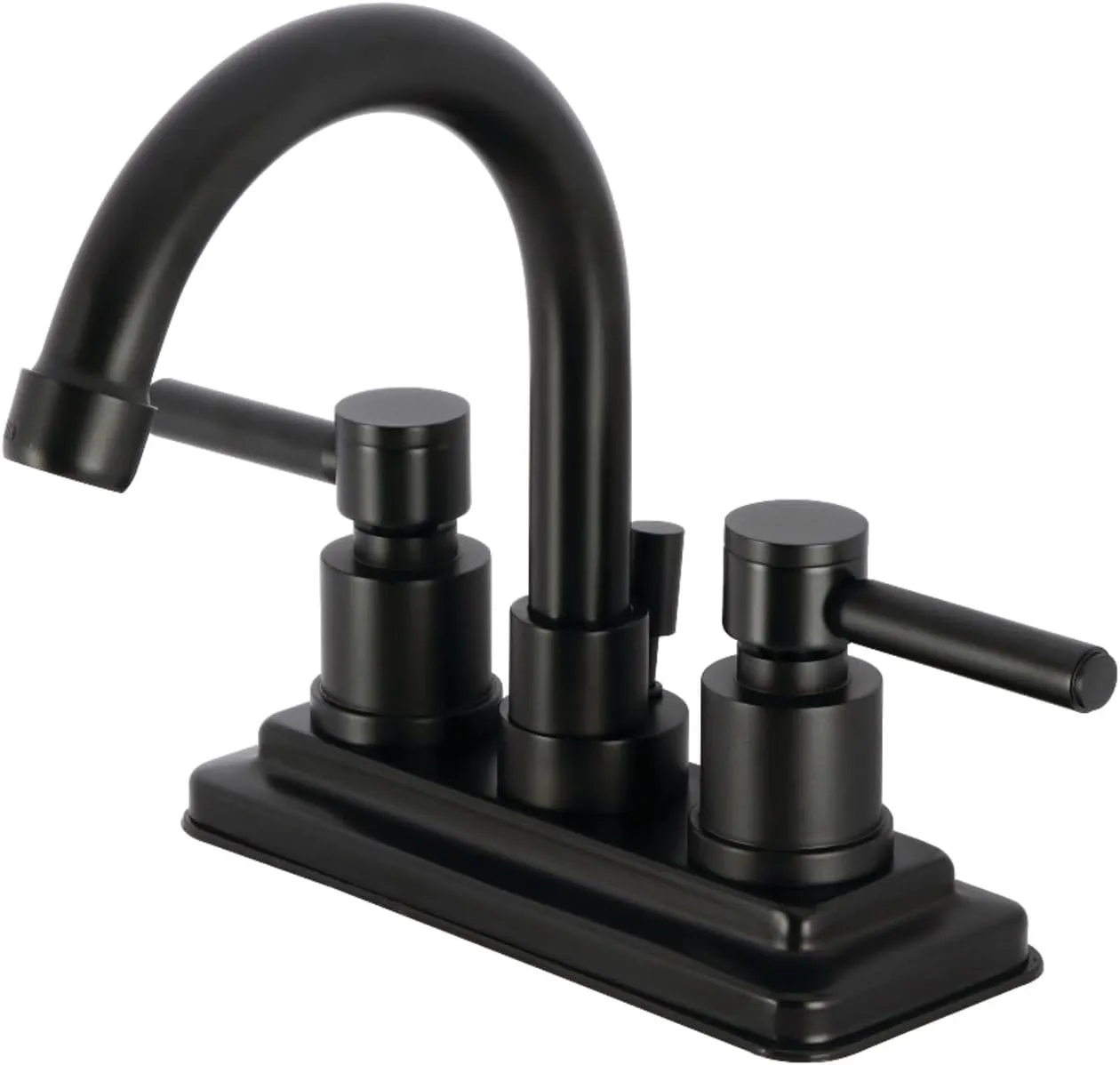 Kingston Brass KS8660DL Concord 4-Inch Centerset Bathroom Faucet with Brass Pop-Up, 5-1/4 Inch in Spout Reach, Matte Black