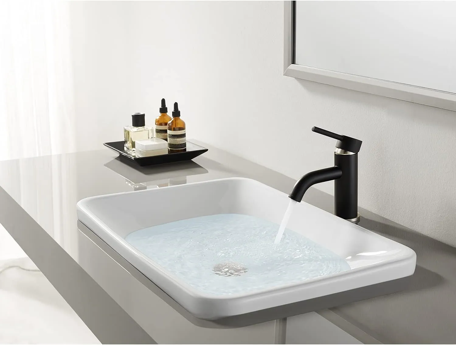 Kingston Brass LS8229DL Concord Single-Handle Bathroom Faucet with Push Pop-Up, 2.13 x 4.88 x 6.13, Matte Black/Satin Nickel