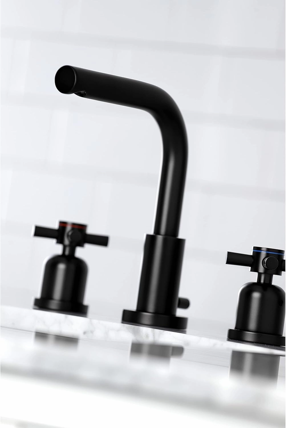 Kingston Brass FSC8950DX Concord Widespread Bathroom Faucet, 5-3/8 Inch in Spout Reach, Matte Black