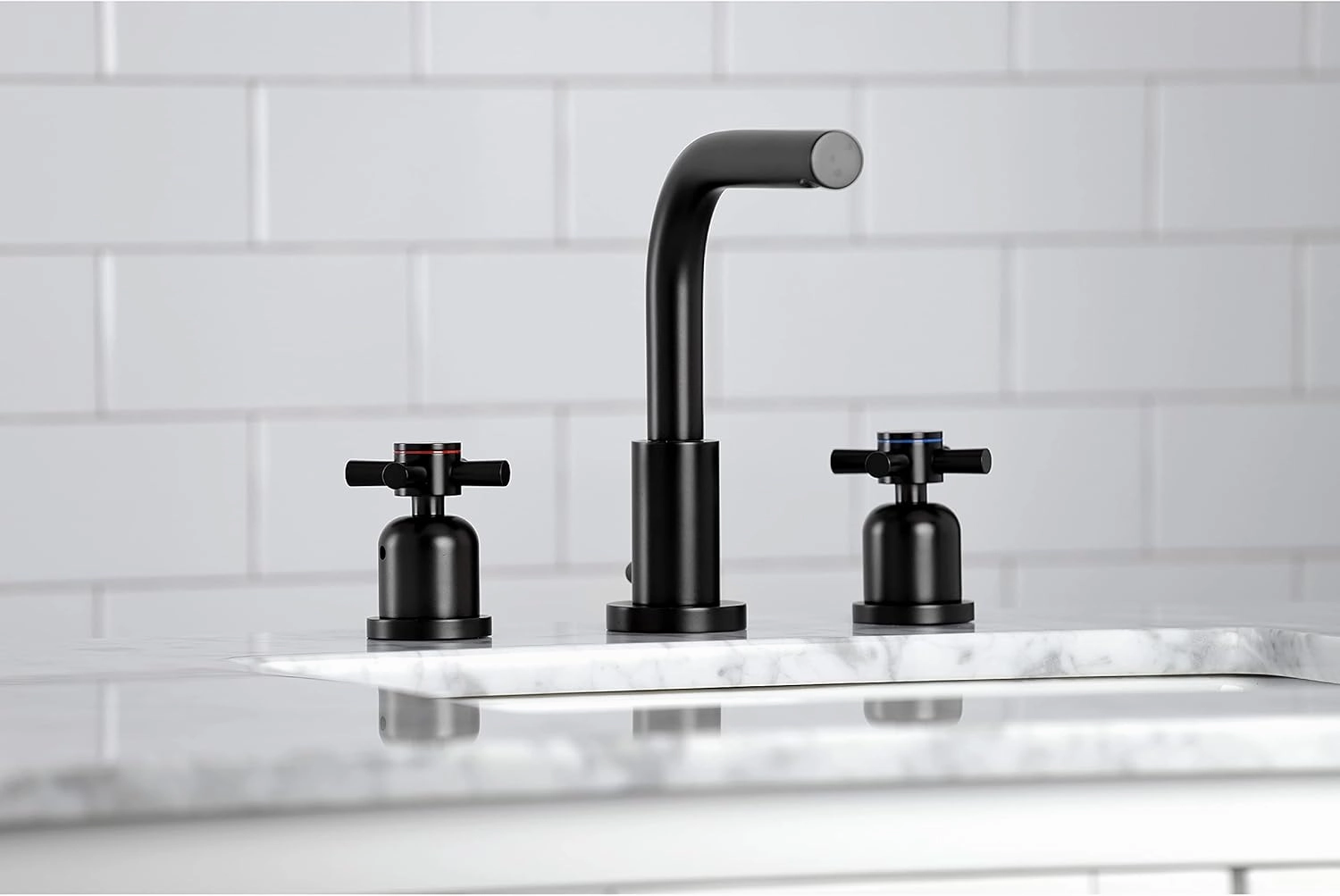 Kingston Brass FSC8950DX Concord Widespread Bathroom Faucet, 5-3/8 Inch in Spout Reach, Matte Black