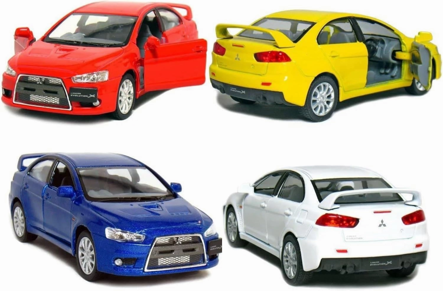 KiNSMART 2008 Mitsubishi Lancer Evolution X 1:36 Scale 5" SetOf4