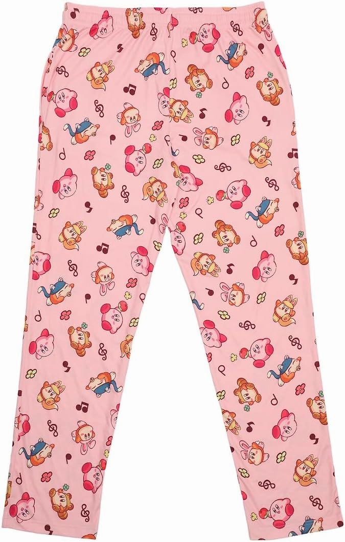 Kirby Pink Adult Womens Sleep Pants - Cozy Nightwear for Gamers