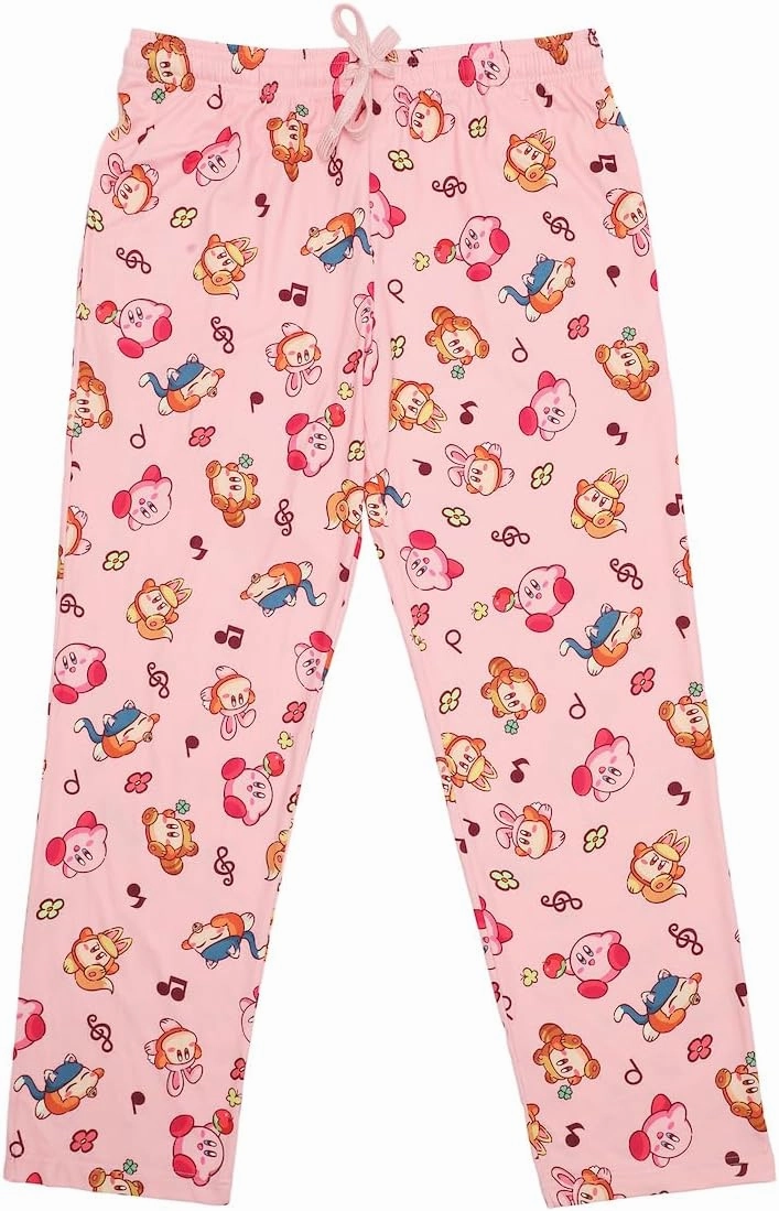 Kirby Pink Adult Womens Sleep Pants - Cozy Nightwear for Gamers