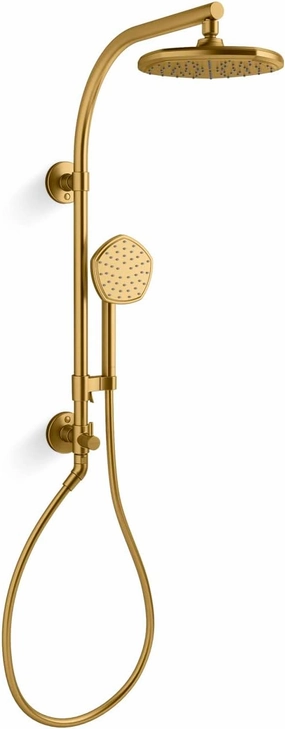 KOHLER 27118-G-2MB Hydrorail-R Occasion Arch Shower Column Kit With Rainhead And Handshower 1.75 Gpm in Vibrant Brushed Moderne Brass