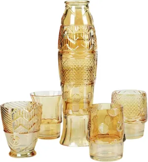 Koi Fish Design Drinking Glasses, Stackable Drinking Glasses, Colored Beverage Glass, Nautical Glassware, Fish Shaped Glasses Drinking for Home Decor, Set of 4, Gold