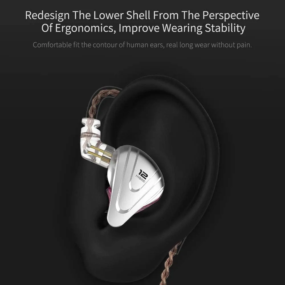 KZ Wired Earbuds ZSX in-Ear Headphones with Dynamic Crystal-Clear Sound and Ergonomic Custom-Fit Earpieces (S/M/L), 3.5mm Jack for Phones and Laptops(with Mic,Black)