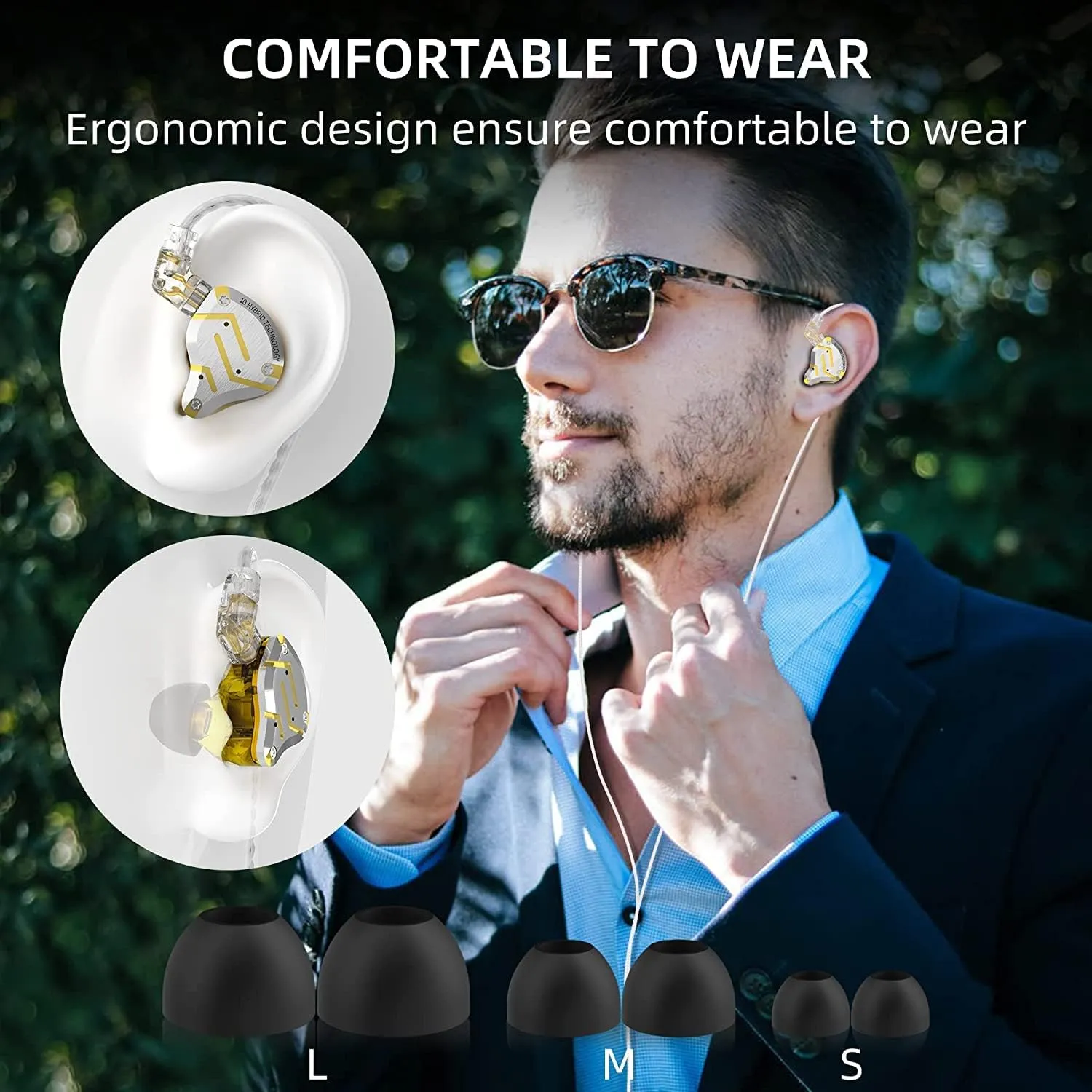 KZ ZS10 Pro in Ear Monitor Earphone, 4BA 1DD Hybrid Drives Wired Gaming Earbuds, Metal KZ Headphone HiFi Bass Earbuds IEM Headphones with Detachable 2 Pin-C IEM Cable for Stage DJ (Gold, Without Mic)
