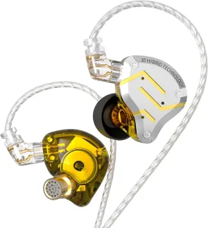 KZ ZS10 Pro in Ear Monitor Earphone, 4BA 1DD Hybrid Drives Wired Gaming Earbuds, Metal KZ Headphone HiFi Bass Earbuds IEM Headphones with Detachable 2 Pin-C IEM Cable for Stage DJ (Gold, Without Mic)