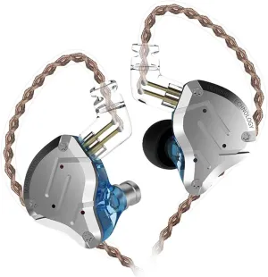 KZ ZS10 Pro Noise Cancelling Monitor Headphones, 4BA 1DD in-Ear HiFi Metal Earphones with Stainless Steel Faceplate, HiFi Gaming Earbuds IEM Earphones, 2 Pin Detachable Cable (Blue,Without Mic)